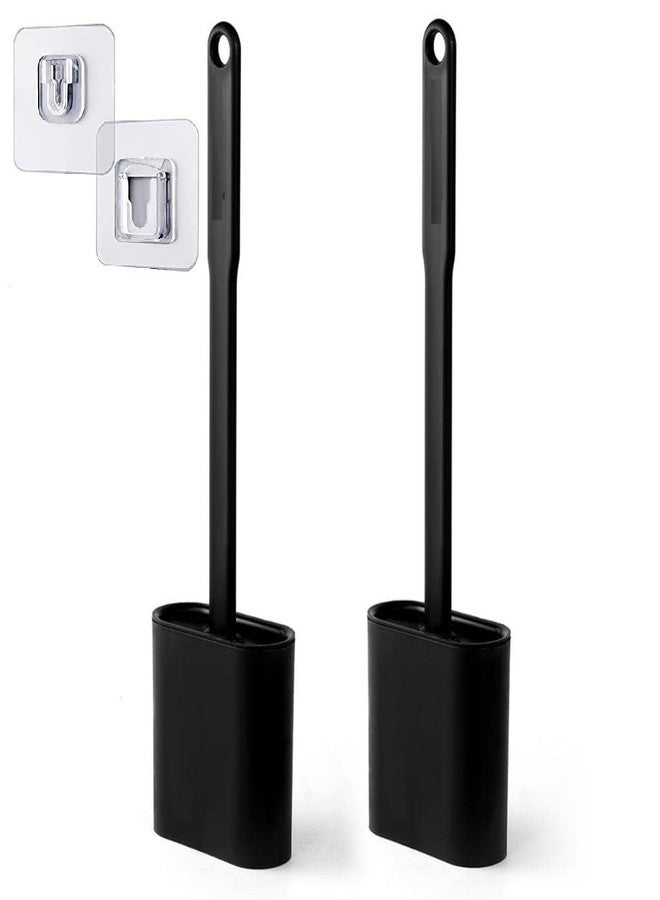 ANKUL Toilet Brush and Holder Set for Bathroom, Flexible Toilet Cleaning Bowl Brush Head with Silicone Bristles, Compact Size for Storage and Organization (2, Black) - Image 1