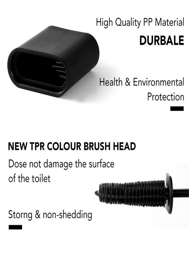 ANKUL Toilet Brush and Holder Set for Bathroom, Flexible Toilet Cleaning Bowl Brush Head with Silicone Bristles, Compact Size for Storage and Organization (2, Black) - Image 3
