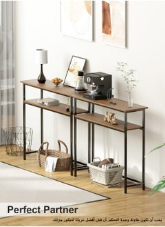 AnneFish 100*30*90cm Console Table 2 Tier Simple Sofa Table Home Coffee Corner Display Entryway Table for Couch Hallway Entrance Living Room  - Image 3