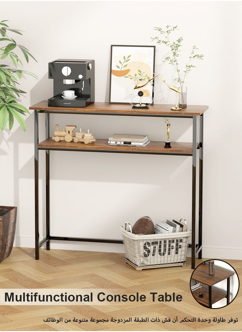 AnneFish 100*30*90cm Console Table 2 Tier Simple Sofa Table Home Coffee Corner Display Entryway Table for Couch Hallway Entrance Living Room  - Image 4