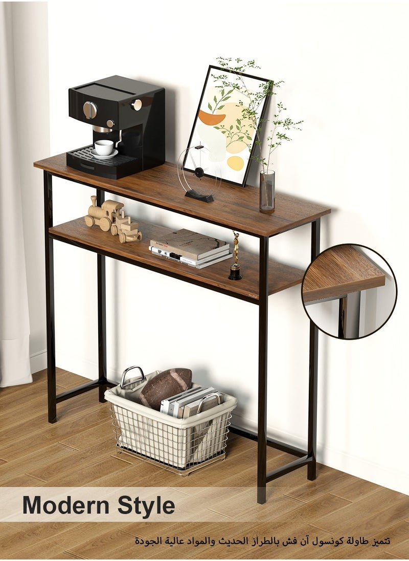 AnneFish 100*30*90cm Console Table 2 Tier Simple Sofa Table Home Coffee Corner Display Entryway Table for Couch Hallway Entrance Living Room  - Image 5