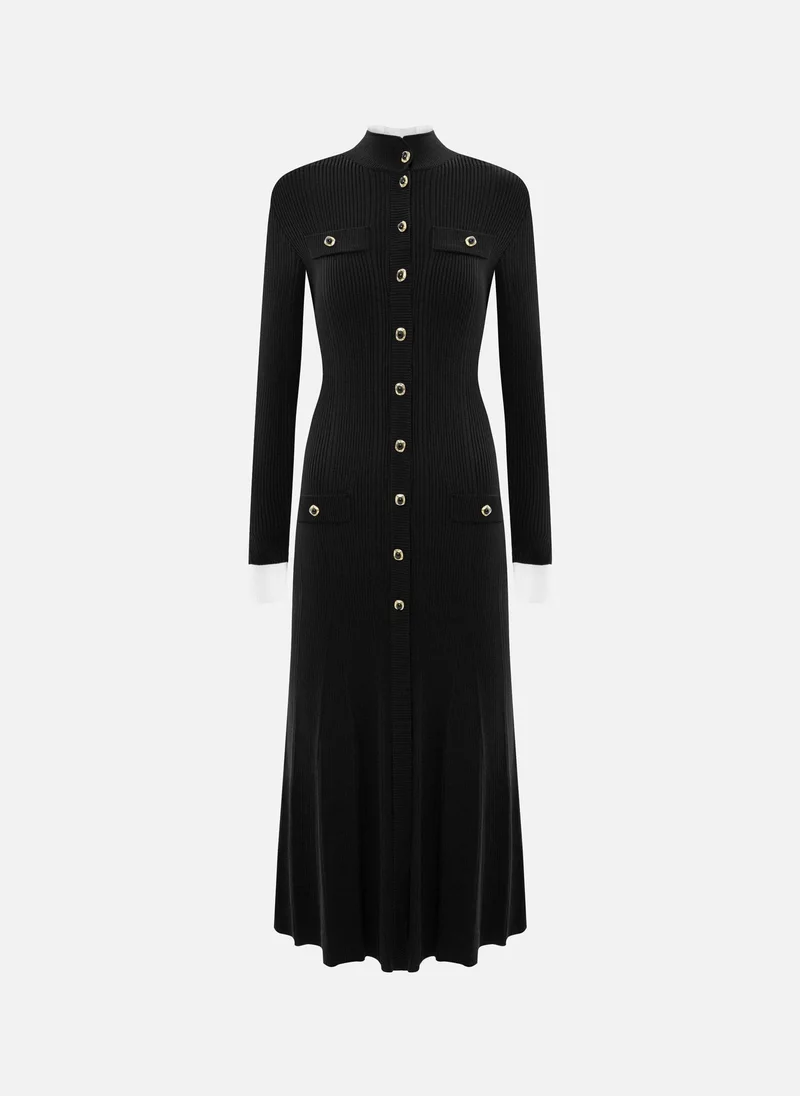 Lichi  Rib-knit midi dress with contrasting details for Women | Best Price UAE