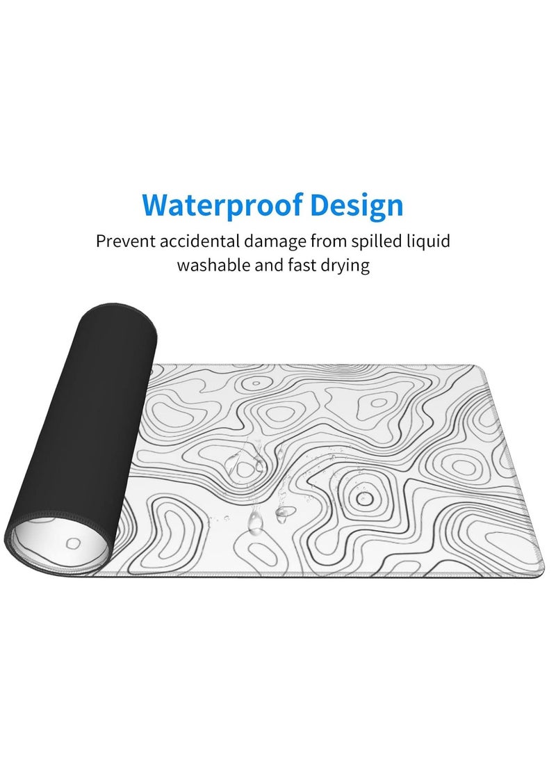 Golivn Large Mouse Pad 90cmx0.3cm x 40 cm Extended Mouse Pad Non-Slip Rubber Base Gaming Mouse pad Office Desk Mat Desk Pad Smooth Cloth Surface Keyboard Mouse Pads for Computers (White) - Image 3