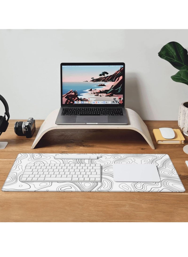 Golivn Large Mouse Pad 90cmx0.3cm x 40 cm Extended Mouse Pad Non-Slip Rubber Base Gaming Mouse pad Office Desk Mat Desk Pad Smooth Cloth Surface Keyboard Mouse Pads for Computers (White) - Image 4