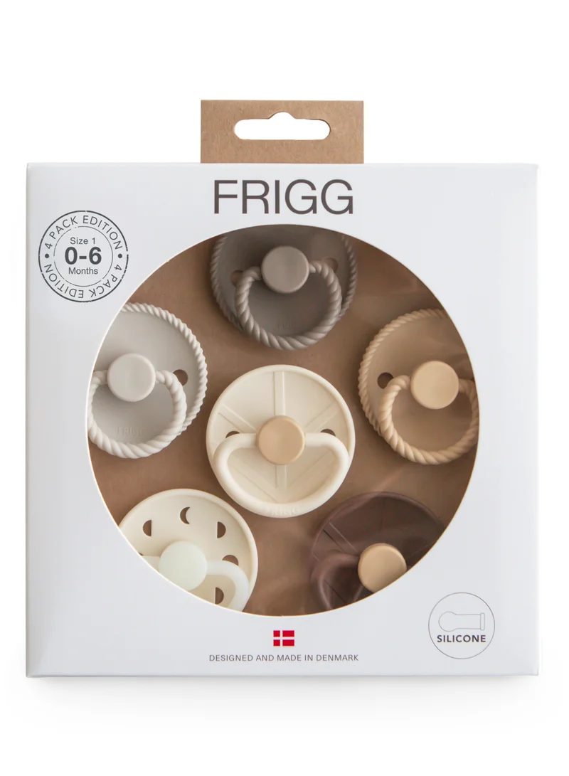 فريج لهّاية الأطفال FRIGG الدائرية المصنوعة من السيليكون بعمر 0-6 أشهر - طقم 6 قطع - تصميم عجب ترابي - الحجم 1