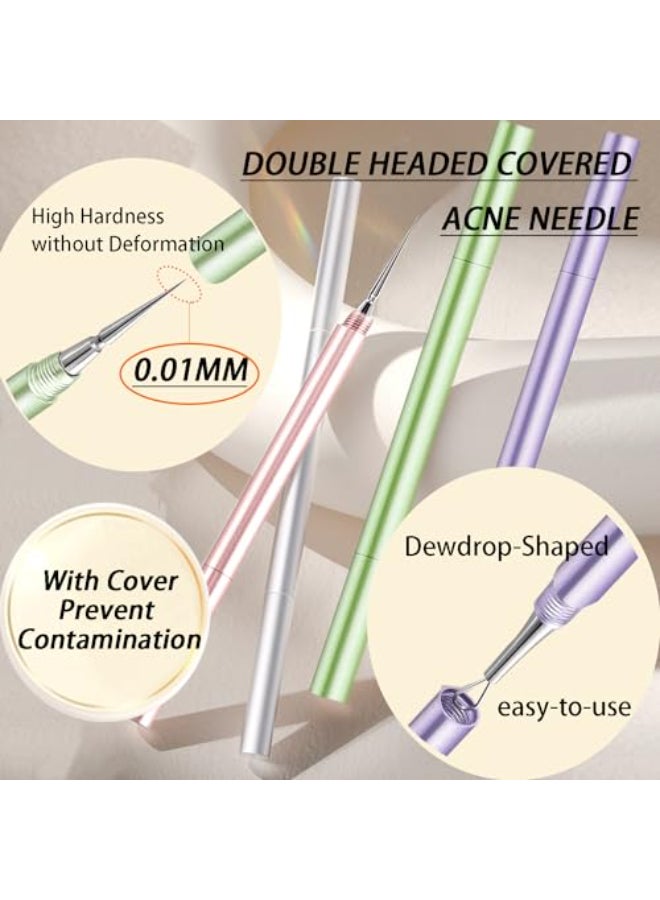 Sestball 2in1 Professional Stainless Steel Acne Removal Needle Whitehead Blackhead Remover Tool Pimples Comedone Extractor Removal Tool Double Ended Needle with Cap Removal for Nose Face ToolsSliver - Image 3