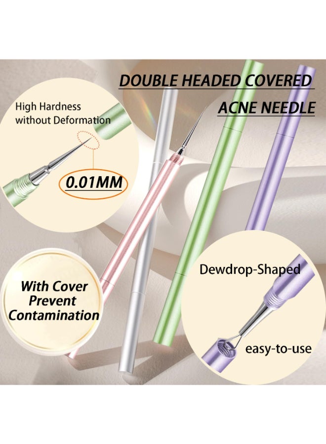 Sestball 2in1 Professional Stainless Steel Acne Removal Needle Whitehead Blackhead Remover Tool Pimples Comedone Extractor Removal Tool Double Ended Needle with Cap Removal for Nose Face ToolsSliver - Image 4