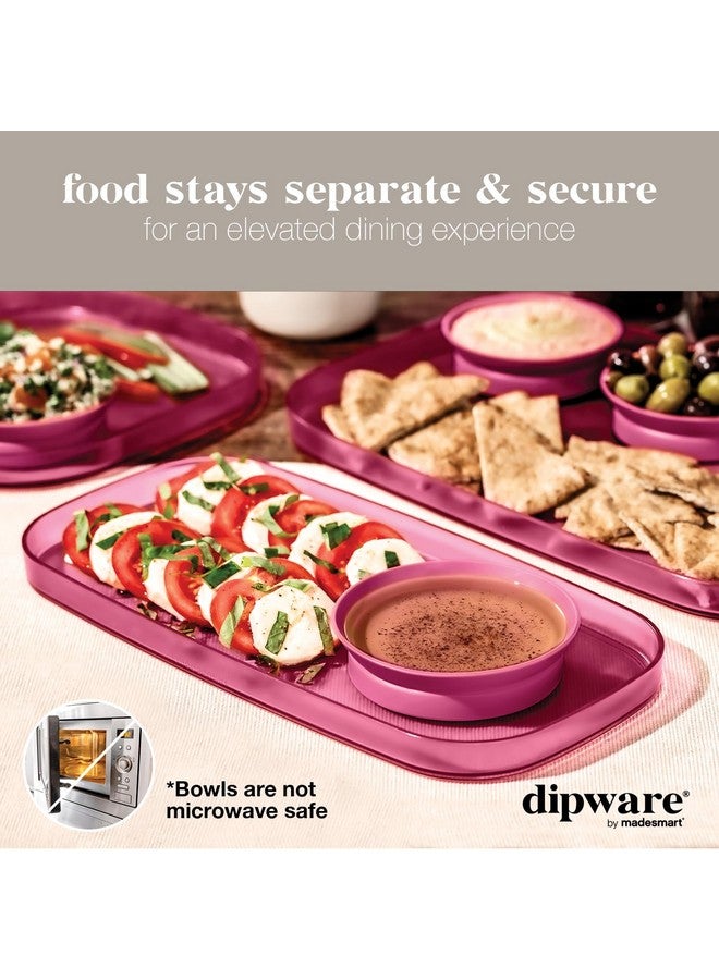 ميد سمارت صينية تقديم صغيرة من madesmart dipware مع وعاء غمس قابل للطي والإزالة للمقبلات والوجبات الخفيفة؛ صينية تقديم قابلة لإعادة الاستخدام مع وعاء متعدد الأغراض، لون وردي شفاف - Image 2