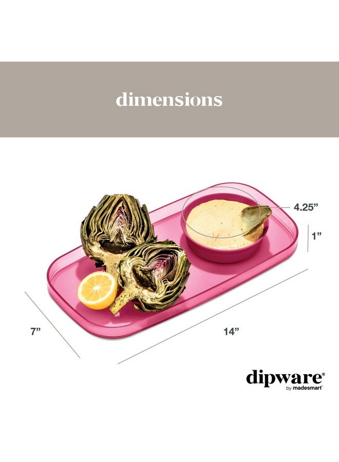 ميد سمارت صينية تقديم صغيرة من madesmart dipware مع وعاء غمس قابل للطي والإزالة للمقبلات والوجبات الخفيفة؛ صينية تقديم قابلة لإعادة الاستخدام مع وعاء متعدد الأغراض، لون وردي شفاف - Image 3