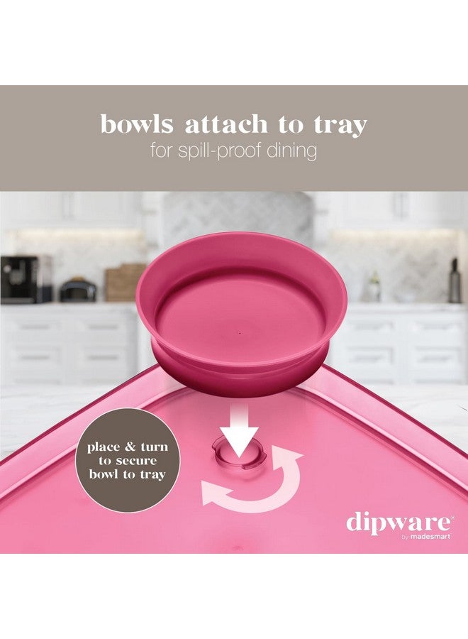 ميد سمارت صينية تقديم صغيرة من madesmart dipware مع وعاء غمس قابل للطي والإزالة للمقبلات والوجبات الخفيفة؛ صينية تقديم قابلة لإعادة الاستخدام مع وعاء متعدد الأغراض، لون وردي شفاف - Image 4