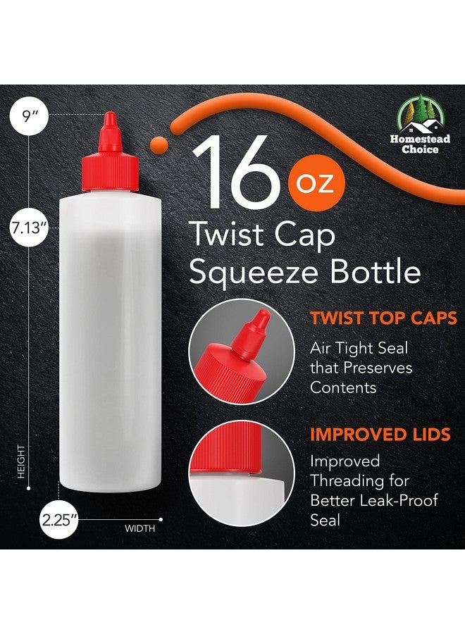 Homestead Choice Made in USA Condiment Squeeze Bottles 16 OZ, 6 Pack Squirt Bottles for Sauces Liquids BPA Free Condiment Bottles with Twist Cap Ketchup, Syrup, Oil, Dressings, Honey, BBQ, Arts Crafts - Image 2