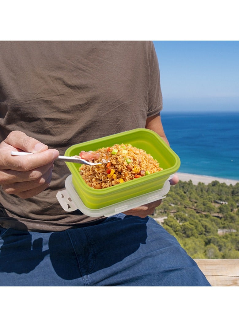 general Foldable silicone lunch box set insulated bowl microwave and fridge safe portable bento box 4-piece set - Image 2