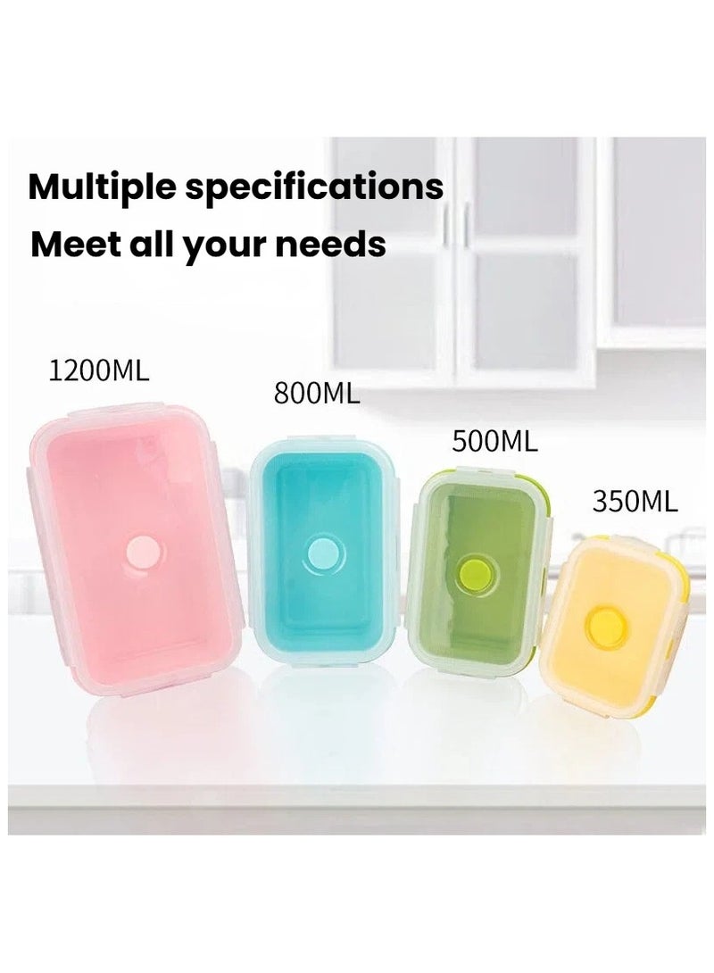 general Foldable silicone lunch box set insulated bowl microwave and fridge safe portable bento box 4-piece set - Image 3