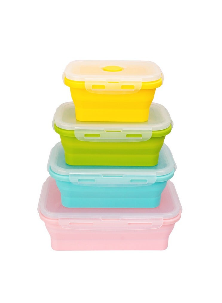 general Foldable silicone lunch box set insulated bowl microwave and fridge safe portable bento box 4-piece set - Image 1