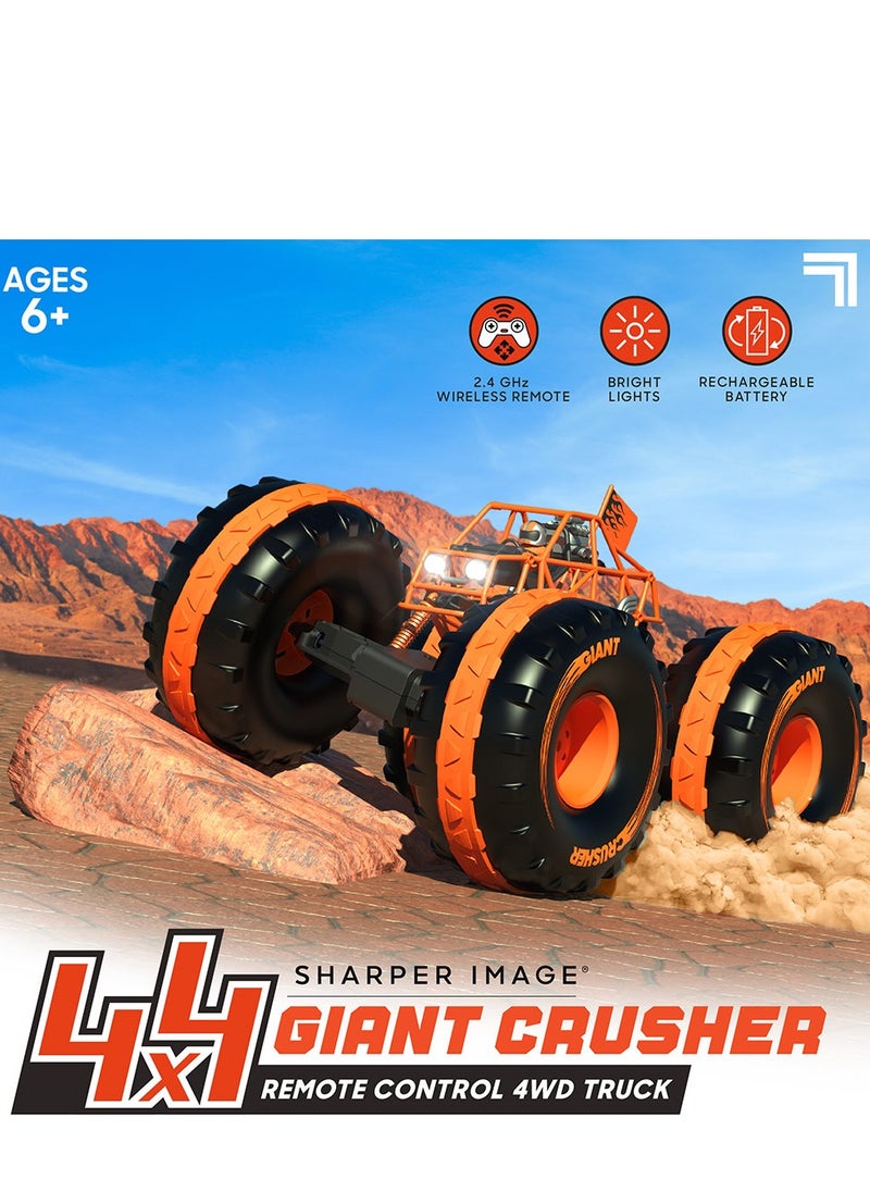 Sharper Image - شاحنة دفع رباعي تعمل بالتحكم عن بعد 4x4 من Sharper Image، إطارات للطرق الوعرة، مصابيح أمامية LED، برتقالي - Image 1