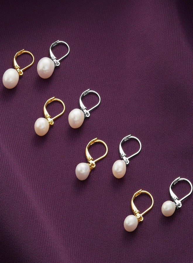 Milla Freshwater Pearl Earrings for Women - Leverback Pearl Drop Earrings (Gold Plated, 7 mm) - Image 5