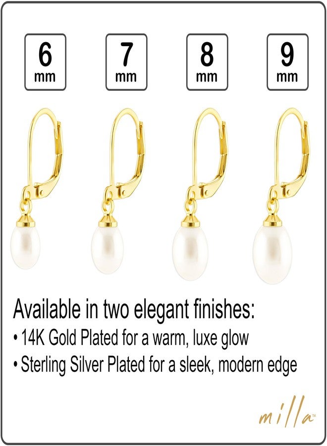 Milla Freshwater Pearl Earrings for Women - Leverback Pearl Drop Earrings (Gold Plated, 7 mm) - Image 4