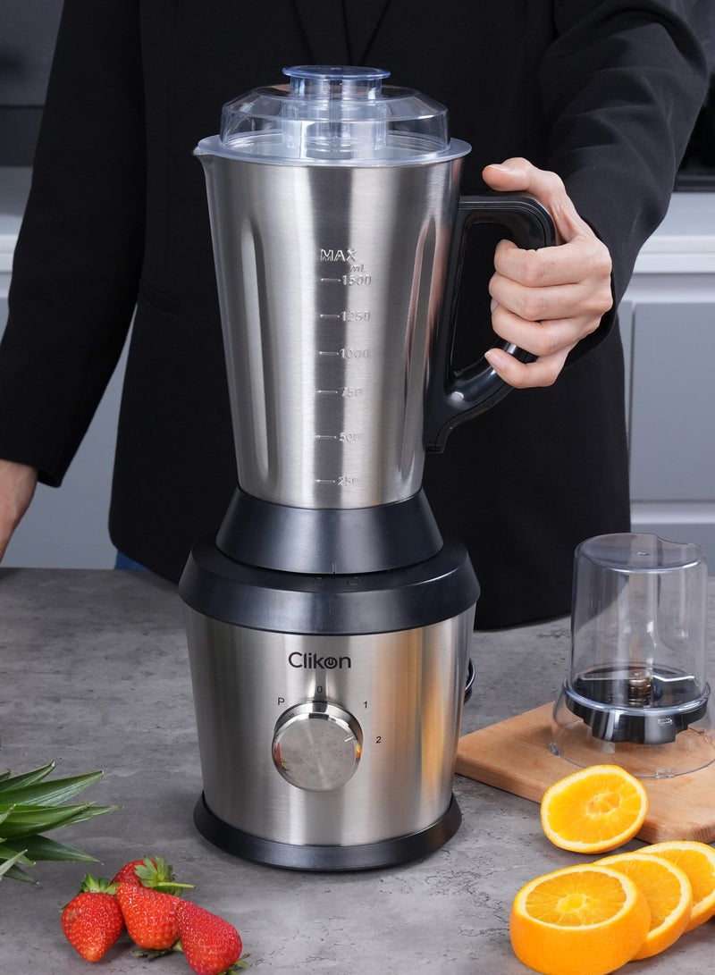 Clikon 2-in-1 Blender 600W – Stainless Steel Big Jar for Smoothies & Food Prep,healthy 600 W CK2694 silver black - Image 4