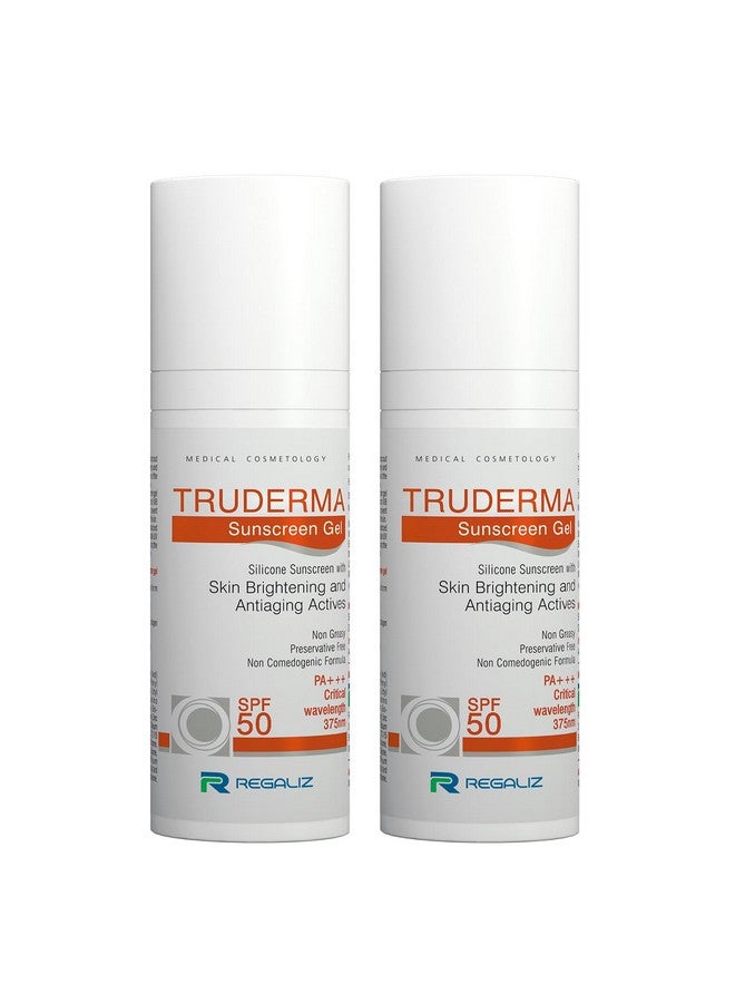 Regaliz Truderma Silicone Sunscreen For All Skin Type Gel Spf 50+ | Skin Brightening & Anti-Aging | Broad Spectrum Uva & Uvb Protection | Pack of 2 - Image 1