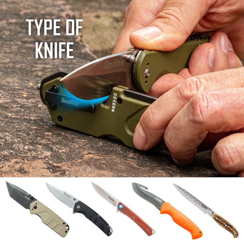 Smiths Smith’s 50981 Pocket Pal Tactical Knife Sharpener - OD Green - 2 Stage Sharpener & Diamond Sharpening Rod - Pocket Clip - Outdoor Hunting Knife & Hook Sharpener - Compact & Lightweight - Image 5