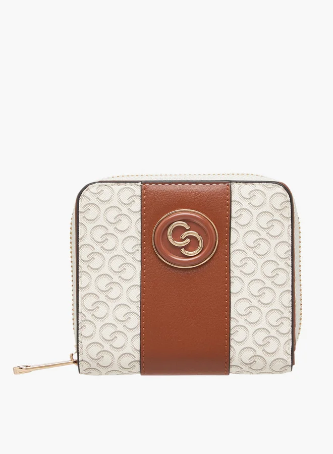 سيليست Monogram Print Zip Around Wallet