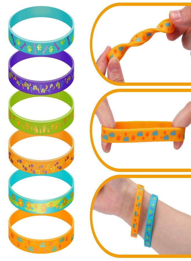 Vinsot 24 Pcs Car Dog Boo Party Favor Dog Daisy Flower Silicone Bracelets Retro Car Silicone Stretch Wristbands for Hippie Party Birthday Halloween Cosplay - Image 3