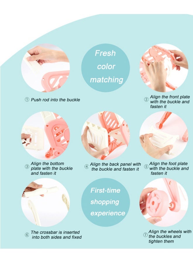 Trolley Toy,Adorable Baby Shopping Cart Walker Toy, Smooth Rolling Wheels and No Batteries Needed, Scientific Design to Prevent Bow Legs, First Push & Pull Learning Walker for Toddlers 1-3, Role Play & Walking Aid（Blue) - Image 5