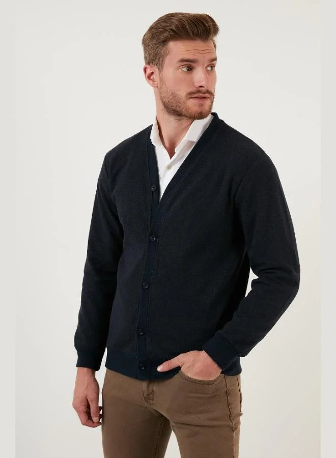 بوراتي كارديجان رجالي بياقة على شكل  وأزرار من قطن بوراتي