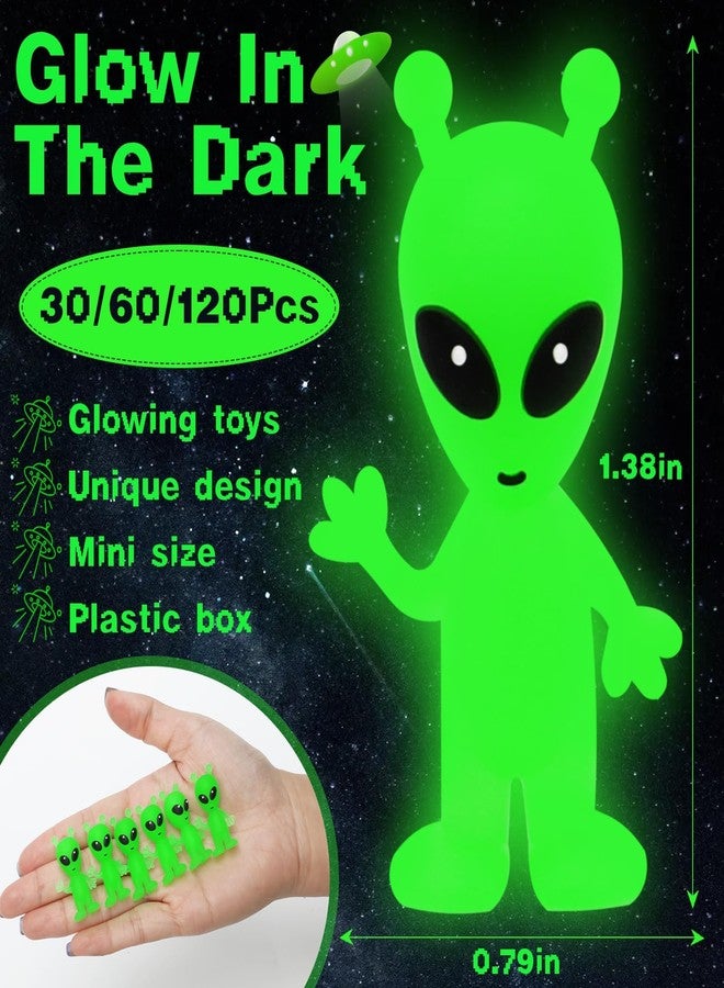 Entallor 30 Pcs Mini Alien Figures Glow in The Dark, Small Luminous Little Tiny Alien Figurines Bulk for Halloween Party Favors Candy Bag Stuffers Space Party Fillers - Image 2
