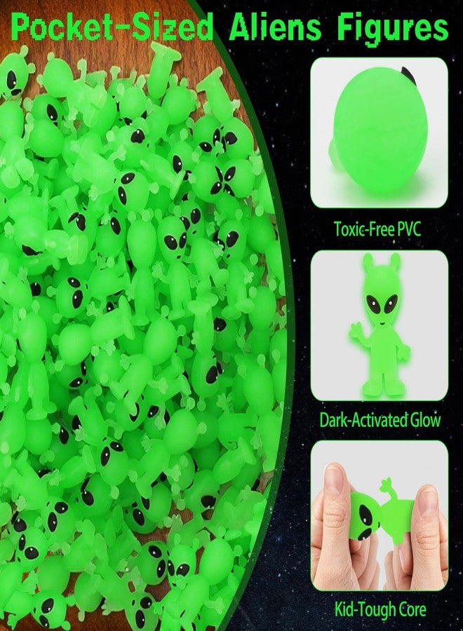 Entallor 30 Pcs Mini Alien Figures Glow in The Dark, Small Luminous Little Tiny Alien Figurines Bulk for Halloween Party Favors Candy Bag Stuffers Space Party Fillers - Image 3