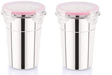 QUALIZA Steel Tumbler for Traveling Tumbler with Air Tight Transparent Silicon Gasket Lid 600 ML Set 2 - Image 1