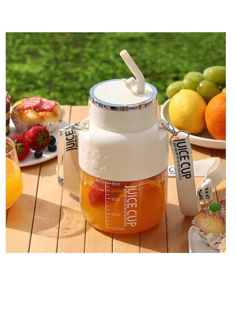 Portable Wireless Juicing Cup - 800ml Electric Sports Blender with 10 Stainless Steel Blades, USB Rechargeable, Dual Speed, Direct Drinking & Ice Crushing, Large Capacity Juice Maker for Home Office Travel Fitness（K2-White）  - Image 1