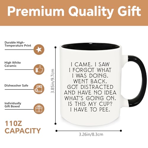 MQPPKJ I Came I Saw I Forgot Funny Coffee Mug 12oz, Birthday Gifts for Women Men, Gag Gifts Novelty Adult for Grandma Grandpa Mom Dad Gift Mothers Day Fathers Day Christmas - Image 2