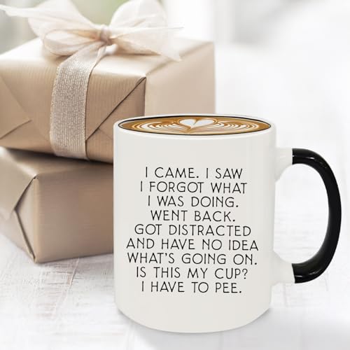 MQPPKJ I Came I Saw I Forgot Funny Coffee Mug 12oz, Birthday Gifts for Women Men, Gag Gifts Novelty Adult for Grandma Grandpa Mom Dad Gift Mothers Day Fathers Day Christmas - Image 5