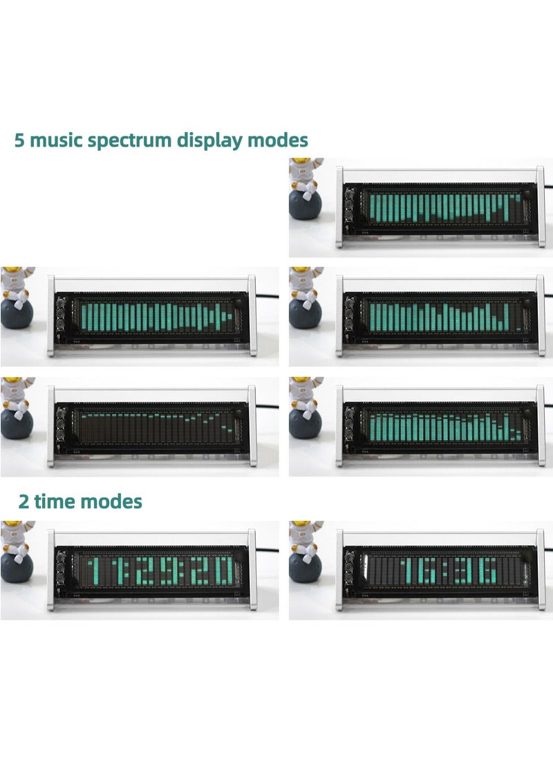 Excefore - VFD Clock, 4-in-1 Multifunction Vacuum Fluorescent Display Clock with Music Spectrometer, Bluetooth 5.0 Receiver, 2-Way Audio Switcher, Remote Control, Spectrum Mode, Ideal Gift for Boyfriend - Image 1
