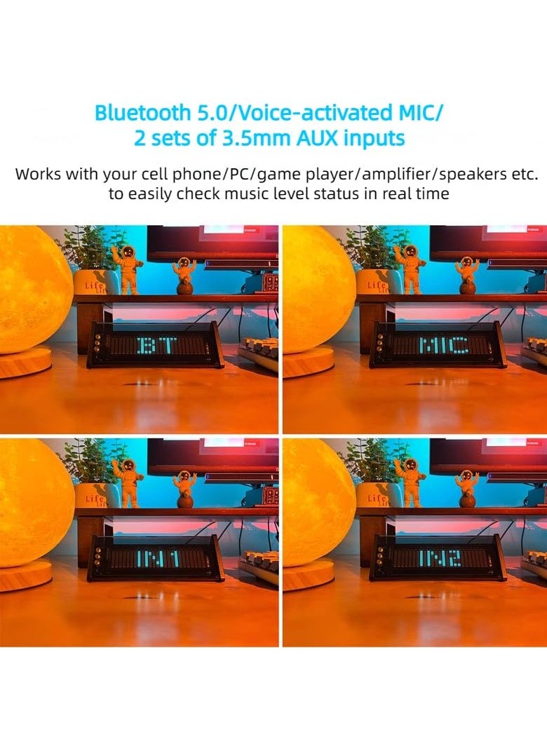 Excefore - VFD Clock, 4-in-1 Multifunction Vacuum Fluorescent Display Clock with Music Spectrometer, Bluetooth 5.0 Receiver, 2-Way Audio Switcher, Remote Control, Spectrum Mode, Ideal Gift for Boyfriend - Image 1