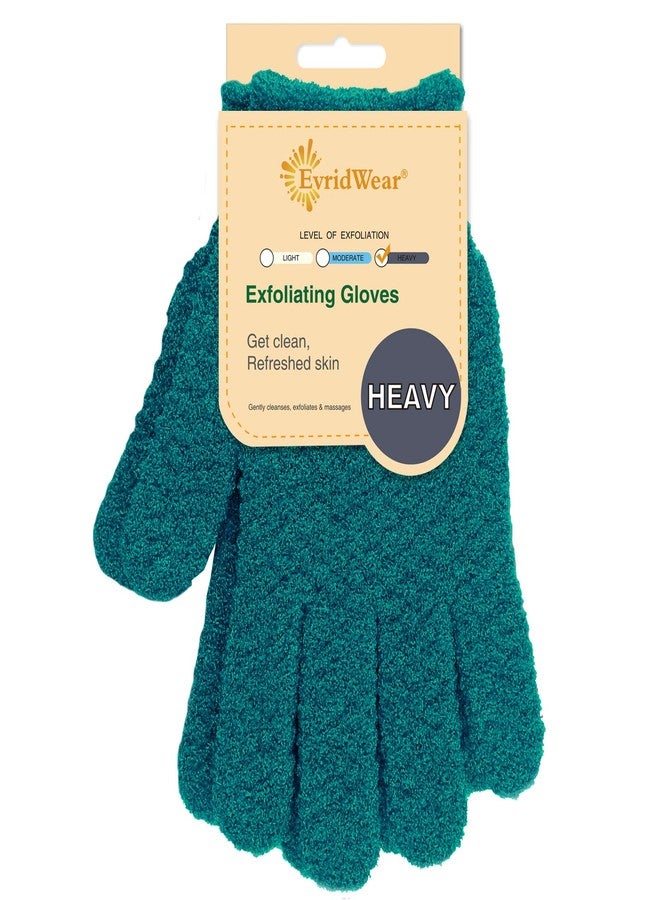 Evridwear Exfoliating Dual Texture Bath Gloves for Shower, Spa, Massage and Body Scrubs, Dead Skin Cell Remover, Gloves with Hanging Loop (1 Pair Deep Lake Heavy Glove) - Image 1