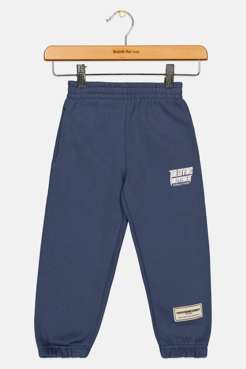 The Giving Movement Kids Boy Brand Logo Jogger Pants, Slate Blue - Image 2