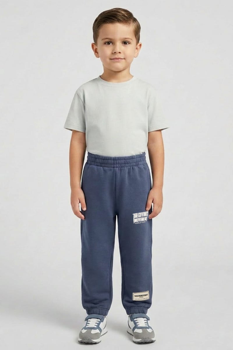 The Giving Movement Kids Boy Brand Logo Jogger Pants, Slate Blue - Image 1