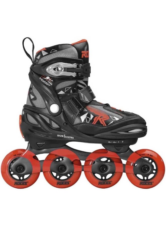 Roces MOODY Inline Skates for Teens Black/Sports Red EU 3640 | Adjustable Roller Skates with Anatomical Padding, ABEC 5 Bearings & 82A PU Wheels (400855/00002-36) - Image 1