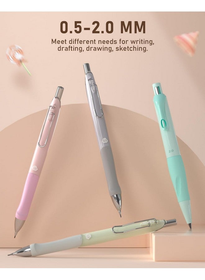 Nicpro 31Pcs Pastel Mechanical Pencil Set In Case, Cute Mechanical Pencils 0.5, 0.7, 0.9 Mm & 2.0 Mm With 15 Tube (Hb 2B Colors)Lead Refills, 3 Erasers, Aesthetic School Supplies For Writing Sketching - Image 2