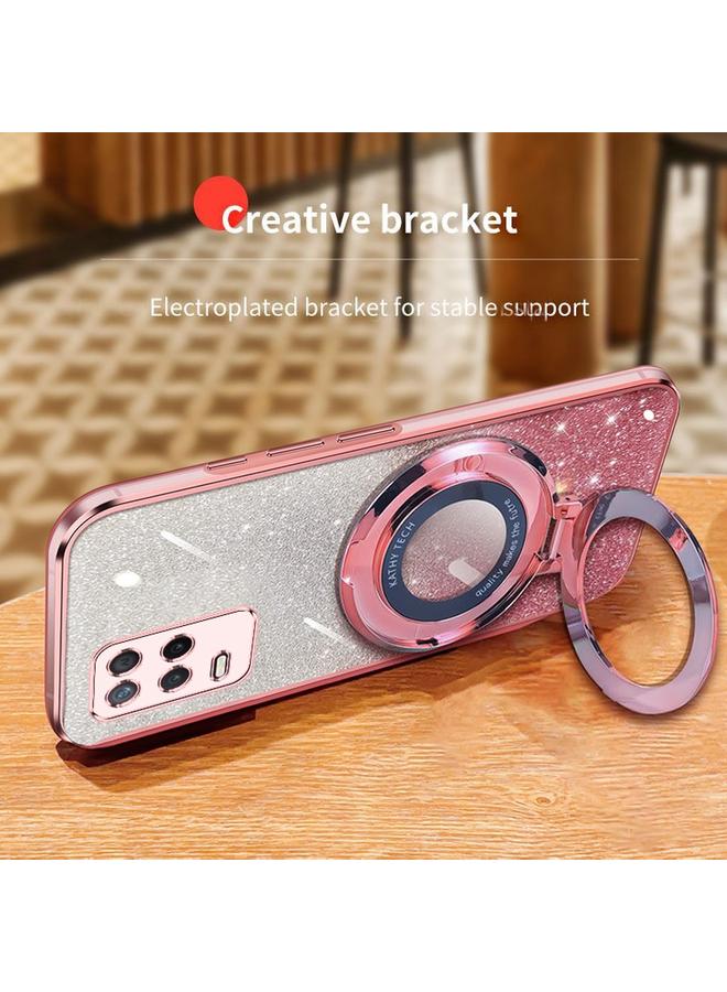 erorex Case For Realme V13 / 8 5G / Q3i / K9X Plated Gradient Glitter Round Holder TPU Phone Case - Image 5