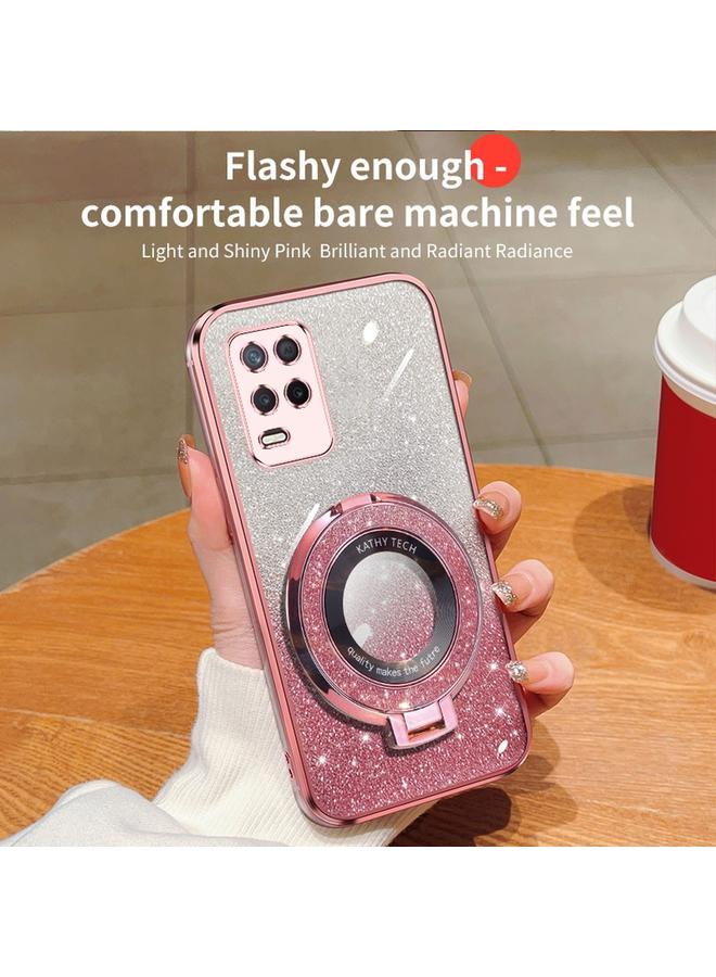 erorex Case For Realme V13 / 8 5G / Q3i / K9X Plated Gradient Glitter Round Holder TPU Phone Case - Image 3