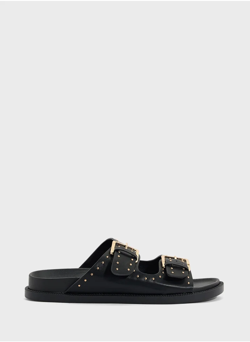 ترافل من نمشي Stud Detail Double Strap Flat Sandal
