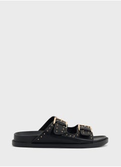 Truffle Stud Detail Double Strap Flat Sandal  - Image 1