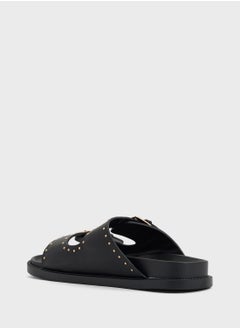 Truffle Stud Detail Double Strap Flat Sandal  - Image 2