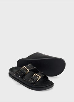 Truffle Stud Detail Double Strap Flat Sandal  - Image 3