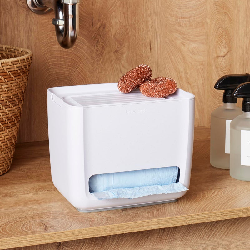 YouCopia SinkSuite Trash Bag Dispenser, Standing Garbage Bag Organizer with Removable Lid and Cradle for Storage, Speckled White - Image 4