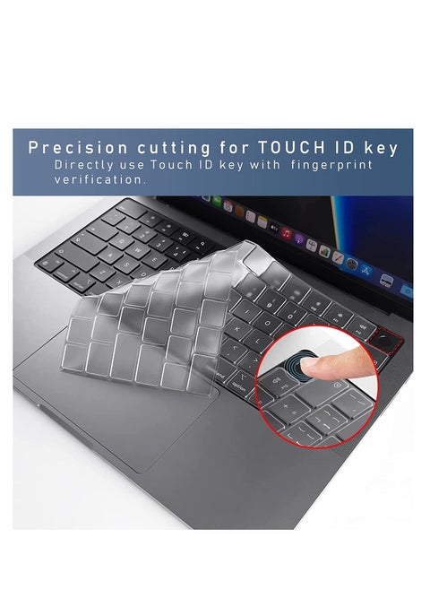 1Pack Clear Ultra Thin TPU Keyboard Cover for 2025-2021 M4/ M3/M2/M1 Pro/Max Chip MacBook Air 15.3"/13.6" A3241/A3114/A2941/A3240/A3113/A2681 MacBook Pro 14"/16" A3112/A3401/A3185/A2442/A2779/A3403/ A3186/A2485/A2780/A2991, US Layout Keyboard Protector
