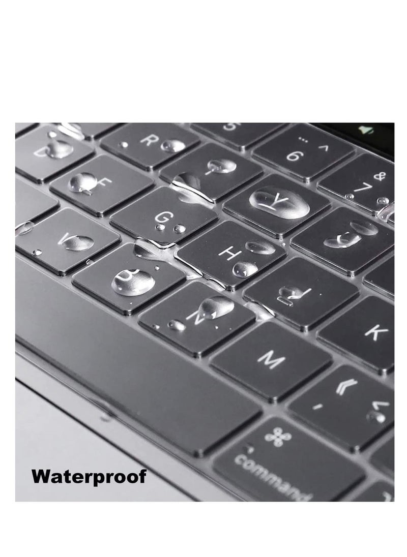 1Pack Clear Ultra Thin TPU Keyboard Cover for 2025-2021 M4/ M3/M2/M1 Pro/Max Chip MacBook Air 15.3"/13.6" A3241/A3114/A2941/A3240/A3113/A2681 MacBook Pro 14"/16" A3112/A3401/A3185/A2442/A2779/A3403/ A3186/A2485/A2780/A2991, US Layout Keyboard Protector